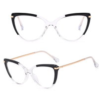 Okulary kocie do komputera damskie z filtrem Blue Light zerówki 2563-8 czarny/bezbarwny