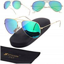 Okulary pilotki Polaryzacyjne PRZECIWSŁONECZNE UV400 Męskie Damskie + Etui