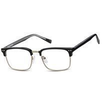 Okulary półramkowe zerówki prostokątne oprawki korekcyjne 878 czarny/złoty