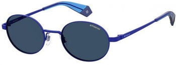 okulary przeciwsłoneczne 6066/S unisex kat. 3 okrągłe stal nierdzewna niebieskie - TWM