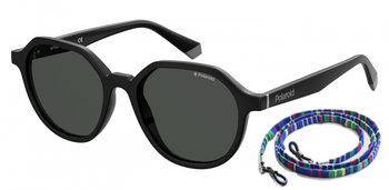 okulary przeciwsłoneczne 6111/S unisex czarne/szare 2-częściowe - TWM