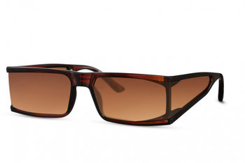 okulary przeciwsłoneczne damskie prostokątne z pełnym obrzeżem kat.3 brązowe/brązowe - TWM