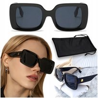 Okulary Przeciwsłoneczne Damskie Z Polaryzacją Duże Uv400 Kwadratowe Czarne