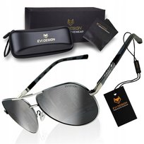 OKULARY PRZECIWSŁONECZNE męskie AVIATOR POLARYZACYJNE PILOTKI UV400 + etui EVI