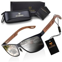 OKULARY PRZECIWSŁONECZNE męskie POLARYZACYJNE drewniane NERDY UV400 + etui EVI