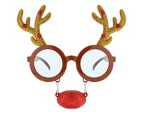 Okulary Renifer z nosem i rogami