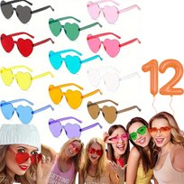 OKULARY SERCA 12 szt MIX NA WESELE, ŚLUB, IMPREZĘ HIT DO ZDJĘĆ panieński