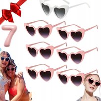 OKULARY SERCA KOCIE ŚLUB WESELE WIECZÓR PANIEŃSKI zestaw 7 sztuk fotobudka