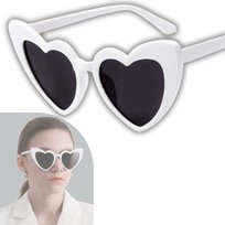 Okulary Serca Na Ślub Wesele Panieński Przeciwsłoneczne Kocie Damskie Białe