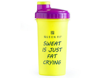 Olimp, QUEEN FIT Shaker, Sweat Is Just Fat Crying, żółto-fioletowy, 700 ml - Olimp