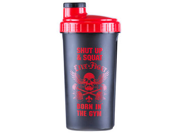 Olimp, Shaker, Live And Fight Shut Up & Squat, grafitowo-czerwony, 700 ml - Olimp