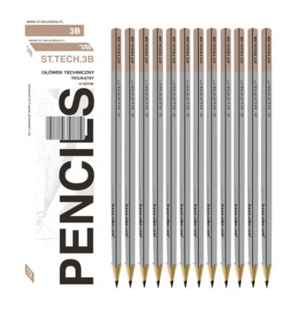 Ołówek techniczny trójkątny St.Tech 12 szt Majewski 3B - St.Majewski