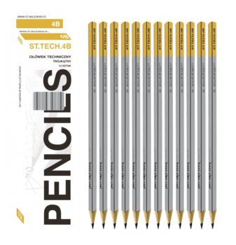 Ołówek techniczny trójkątny St.Tech 12 szt Majewski 4B - St.Majewski