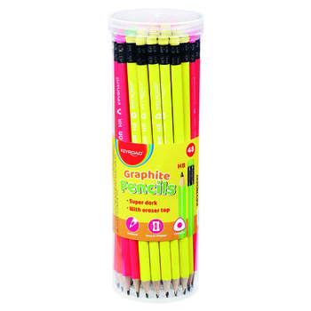 Ołówki Drewniane Z Gumką Keyroad, Hb, Fluo 48 szt - Keyroad