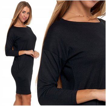 Ołówkowa Sukienka Damska Czarna Mini Luźna Góra Elegancka MORAJ S - Moraj