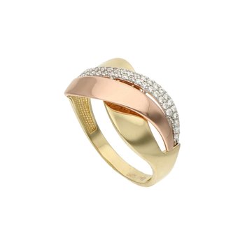 Olśniewający złoty pierścionek z cyrkoniami 585 14k - Rosanto