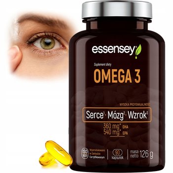 Omega 3 3000 Mg Z Ryb + Witamina E Serce Mózg Wzrok Epa Dha Tran Olej Rybi - Essensey