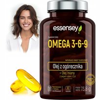 Omega 3-6-9 + Witamina E 90Kaps Naturalne Kwasy Tłuszczowe Olej Rybi Lniany Essensey