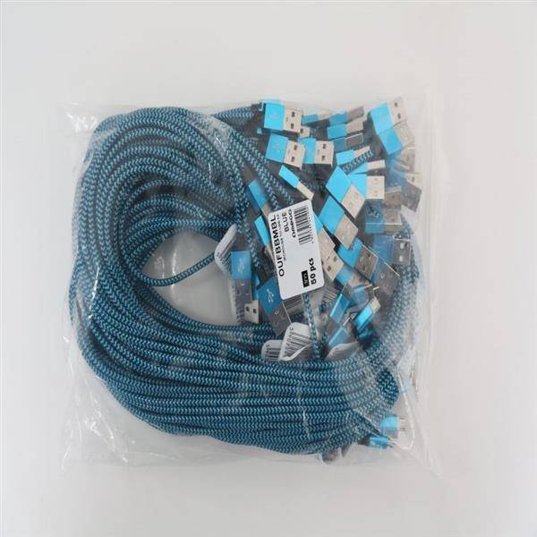 Фото - Інші електротовари Omega VARAN FABRIC CABLE BRAIDED MICRO USB TO USB 2A POLYBAG OEM 1M BLUE [ 