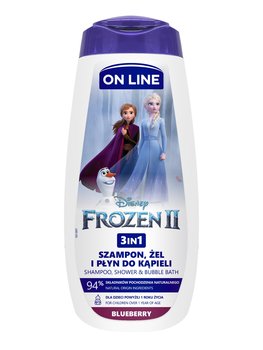On Line, Disney, Frozen II, Żel pod prysznic dla dzieci, Blueberry, 3w1, 400 ml - On Line