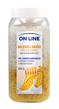 On Line, odprężająca sól do kąpieli Mleko i Miód, 800 g - On Line