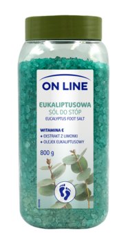 On Line, relaksująca sól do kąpieli stóp eukaliptusowa, 800 g - On Line