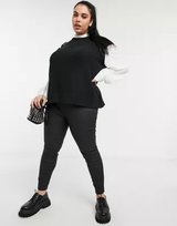 ONLY PLUS SIZE CZARNY SWETER Z KOSZULĄ M 1VAB ONLY