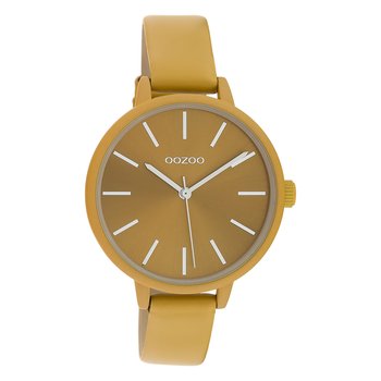 Oozoo Damski zegarek na rękę Timepieces Analog ze skóry musztardowo-żółty UOC10254 - Oozoo