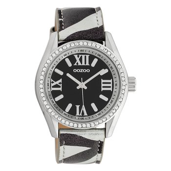 Oozoo damski zegarek na rękę Timepieces analogowy skóra czarny biały UOC10268 - Oozoo