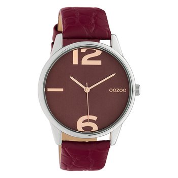Oozoo Damski zegarek na rękę Timepieces Analogowy Skóra czerwone wino UOC10378 - Oozoo