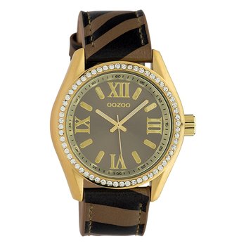 Oozoo zegarek damski Timepieces analogowy skóra brązowy czarny UOC10271 - Oozoo