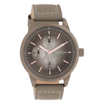 Oozoo zegarek na rękę brązowa skóra taupe C10907 Timepieces unisex analogowy zegarek kwarcowy UOC10907 - Oozoo