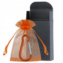 Opakowanie na prezent pudełeczko kartonik woreczek szyfonowy karabińczyk