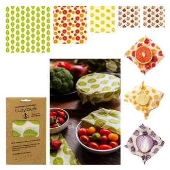 Opakowanie na żywność z wosku pszczelego wielokrotnego użytku, 5 arkuszy Busy Bee - Inna marka