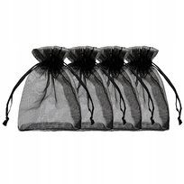 Opakowanie szyfonowe woreczek z organzy czarny czteropak na prezent spakuj