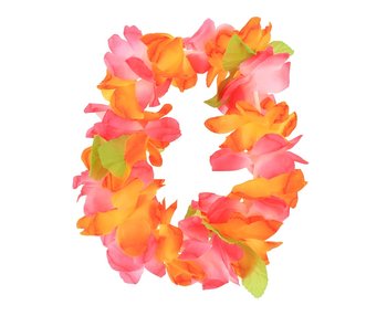 Opaska Hawajska, Duże Kwiaty, Pomarańczowo-Różowa - GoDan