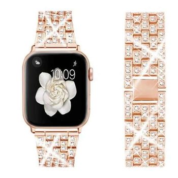 opaska pasek bransoleta DIAMONDS do Apple Watch 1/2/3/4/5/6/7/8/9/SE 38/40/41mm ROSE GOLD - Bestphone