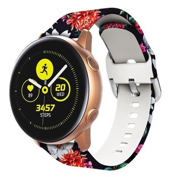 Opaska Pasek Bransoleta Gearband Samsung Watch 42Mm 3 41Mm 4 40/44Mm Active Huawei Watch Gt 2 / 3 42Mm Amazfit Gts 1 2  2E Mini Garmin Venu / Sq Czarne Kwiaty - Bestphone