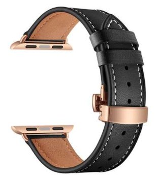 Opaska Pasek Bransoleta Leather Butterfly Apple Watch 1/2/3/4/5/6/7/8/Se 38/40/41Mm Czarna Rosegold - Bestphone