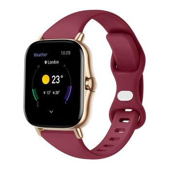 Opaska Pasek Bransoleta Wąska Smooth Samsung Watch 42Mm 3 41Mm 4 40/44Mm Active Huawei Watch Gt 2 / 3 42Mm Amazfit Gts 1 2  2E Mini Garmin Venu / Sq Bordowa - Bestphone