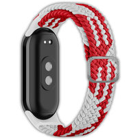 Opaska pasek elastyczny z klamrą Vanfone do Xiaomi Mi Smart Band 8/9, biało-czerwony