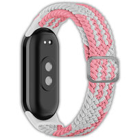 Opaska pasek elastyczny z klamrą Vanfone do Xiaomi Mi Smart Band 8/9, biało-różowy