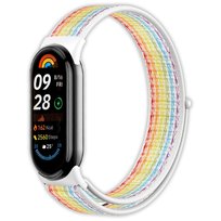 Opaska pasek nylonowy Vanfone do Xiaomi Mi Smart Band 8/9, biała tęcza