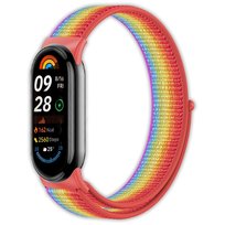 Opaska pasek nylonowy Vanfone do Xiaomi Mi Smart Band 8/9, czerwona tęcza
