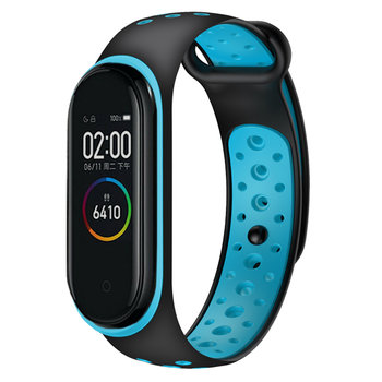 Opaska pasek perforowany do Xiaomi Mi Band 3/4 "Czarno-niebieski" - DreamLab