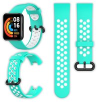 Opaska pasek perforowany Vanfone do Xiaomi Redmi Watch 2 Lite, turkusowo-biały