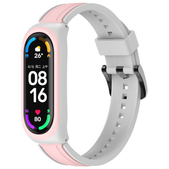 Opaska pasek silikonowy do Xiaomi Mi Band 3/4/5/6 "Biało-różowy" - DreamLab