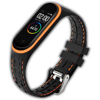 Opaska pasek sportowy Vanfone do Xiaomi Mi Band 3/4, czarno-pomarańczowy