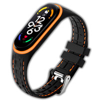 Opaska pasek sportowy Vanfone do Xiaomi Mi Band 5/6/7, czarno-pomarańczowy