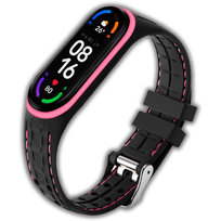 Opaska pasek sportowy Vanfone do Xiaomi Mi Band 5/6, Amazfit Band 5, czarno-różowy